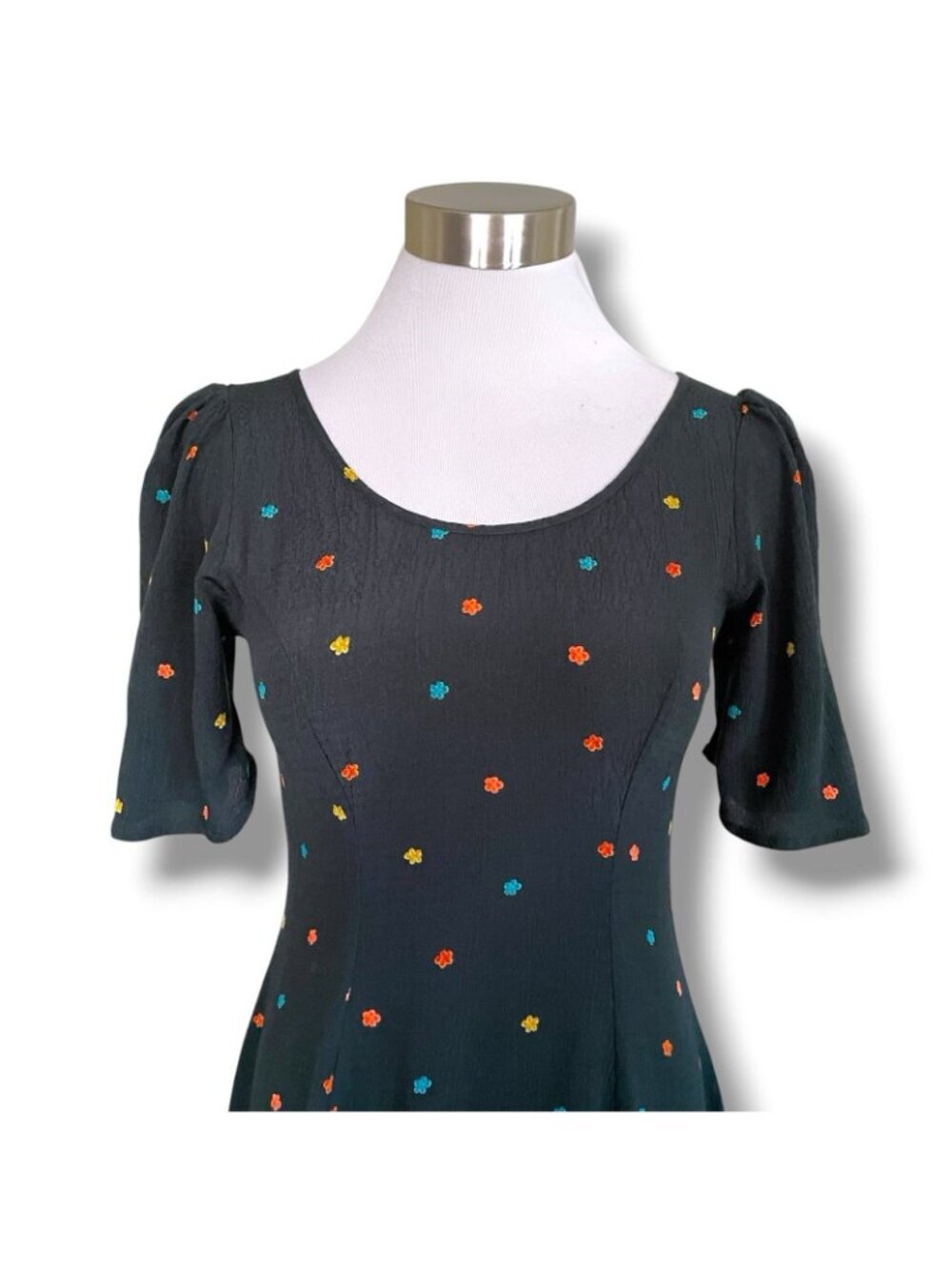 Christy Dawn Azalea Dress XS Hunter Green Floral Mini Boho Coquette Sundress - Picture 4 of 9